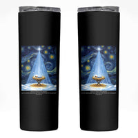 Christian Christmas Skinny Tumbler Nativity Scene Jeus Baby Starry Night Xmas - Wonder Print Shop