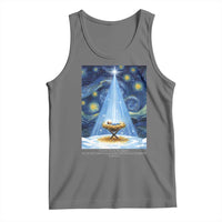 Christian Christmas Tank Top Nativity Scene Jeus Baby Starry Night Xmas - Wonder Print Shop