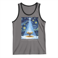 Christian Christmas Tank Top Nativity Scene Jeus Baby Starry Night Xmas - Wonder Print Shop
