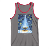 Christian Christmas Tank Top Nativity Scene Jeus Baby Starry Night Xmas - Wonder Print Shop