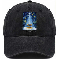 Christian Christmas Washed Cotton Baseball Cap Nativity Scene Jeus Baby Starry Night Xmas