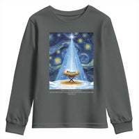 Christian Christmas Youth Sweatshirt Nativity Scene Jeus Baby Starry Night Xmas - Wonder Print Shop