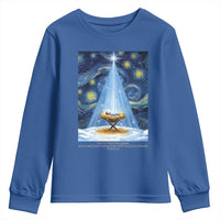 Christian Christmas Youth Sweatshirt Nativity Scene Jeus Baby Starry Night Xmas - Wonder Print Shop
