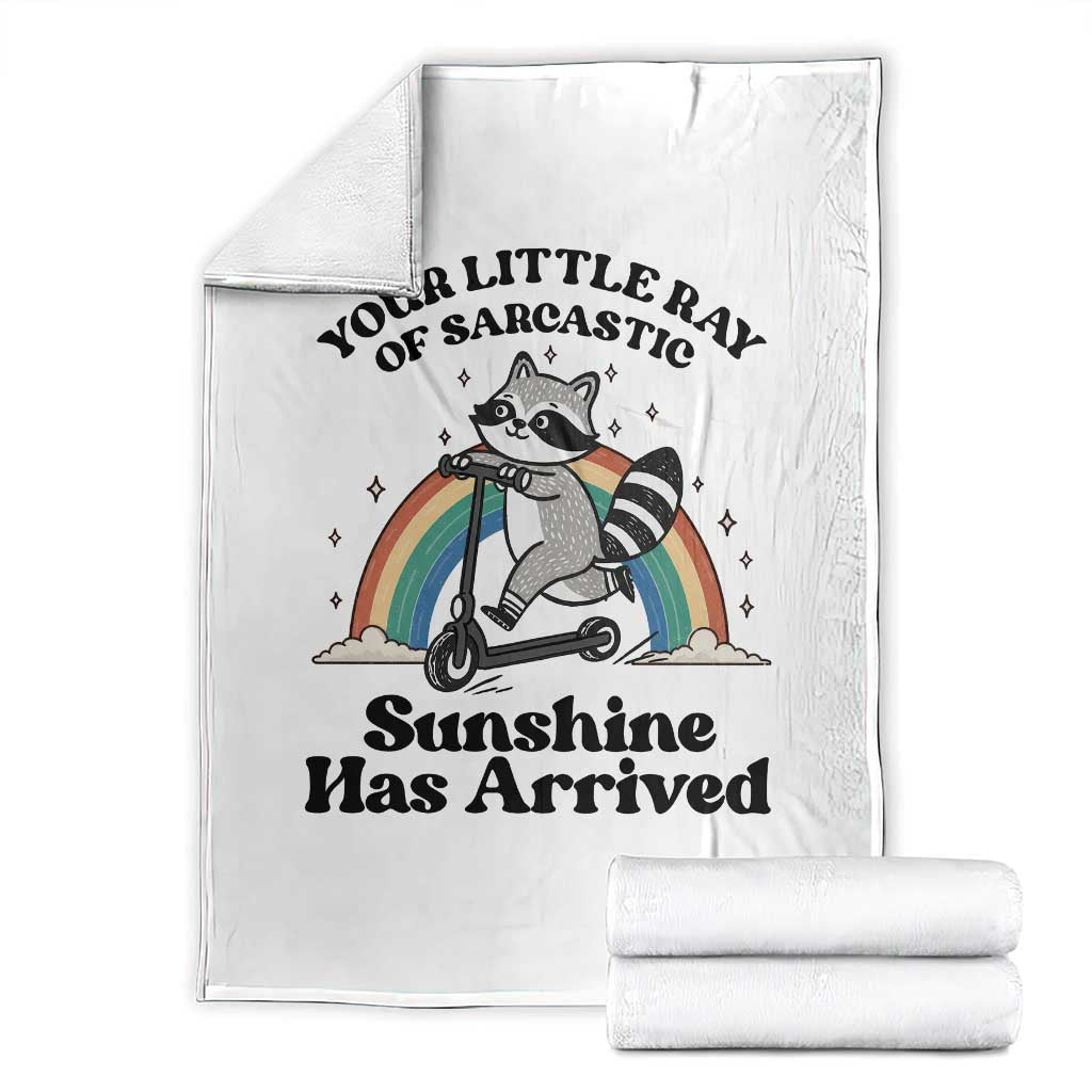 Funny Raccoon Rainbow Throw Blanket Your Little Ray Of Sarcastic Sunshine Has Arrived - Wonder Print Shop