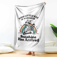Funny Raccoon Rainbow Throw Blanket Your Little Ray Of Sarcastic Sunshine Has Arrived - Wonder Print Shop