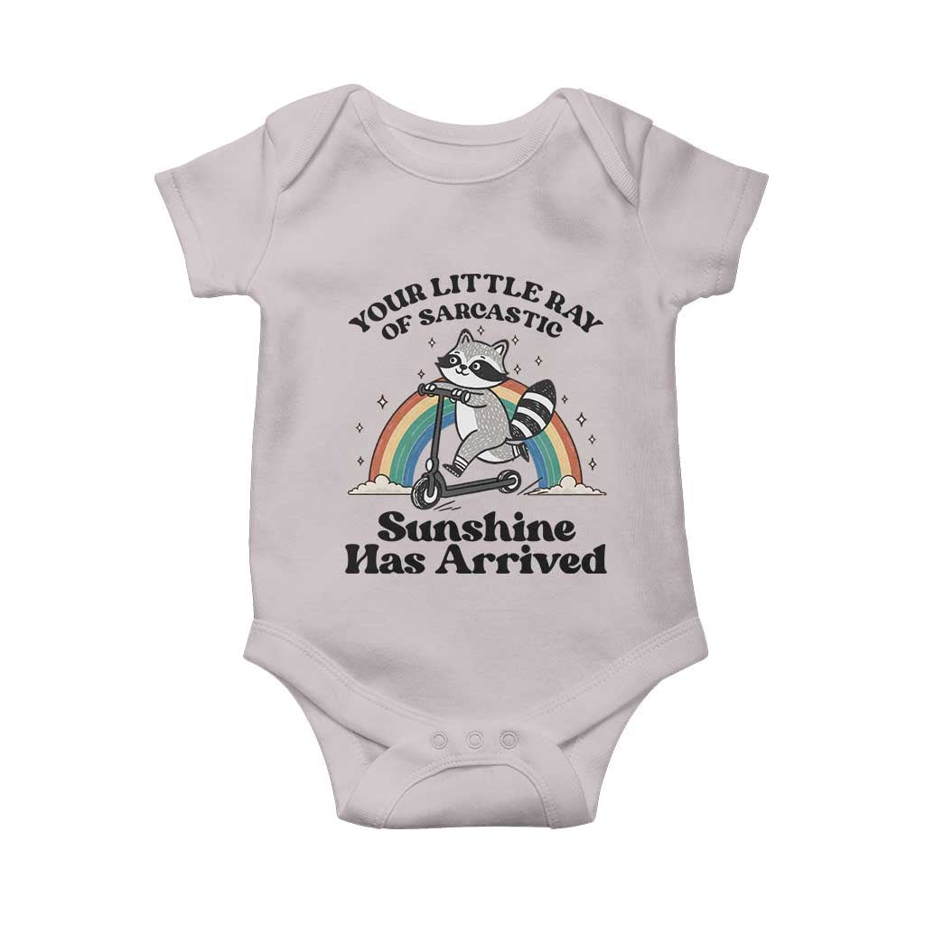 Funny Raccoon Rainbow Baby Onesie Your Little Ray Of Sarcastic Sunshine Has Arrived - Wonder Print Shop