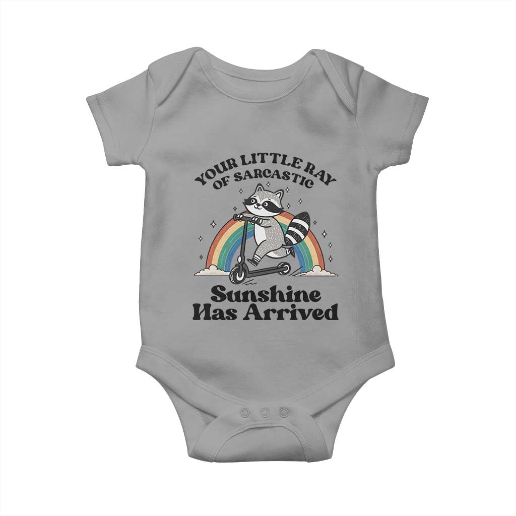 Funny Raccoon Rainbow Baby Onesie Your Little Ray Of Sarcastic Sunshine Has Arrived - Wonder Print Shop