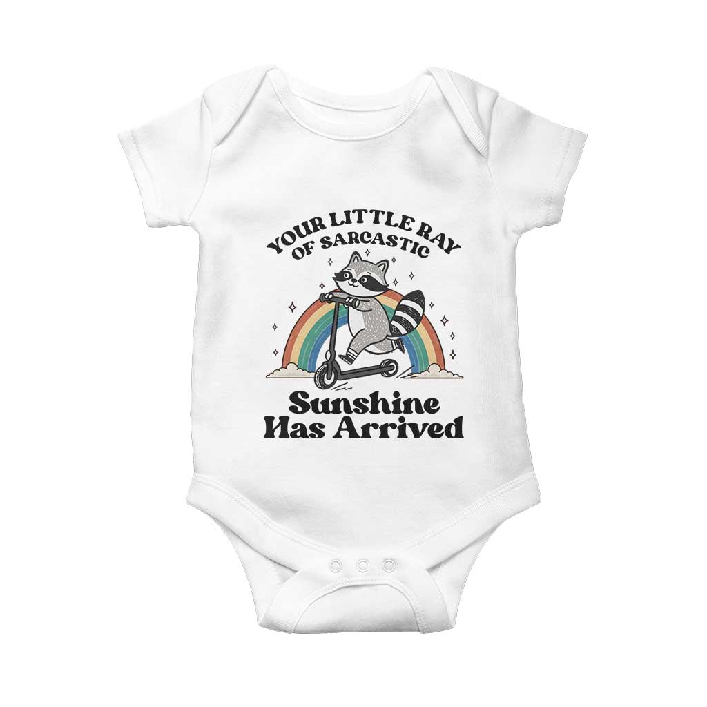 Funny Raccoon Rainbow Baby Onesie Your Little Ray Of Sarcastic Sunshine Has Arrived - Wonder Print Shop