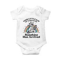 Funny Raccoon Rainbow Baby Onesie Your Little Ray Of Sarcastic Sunshine Has Arrived - Wonder Print Shop