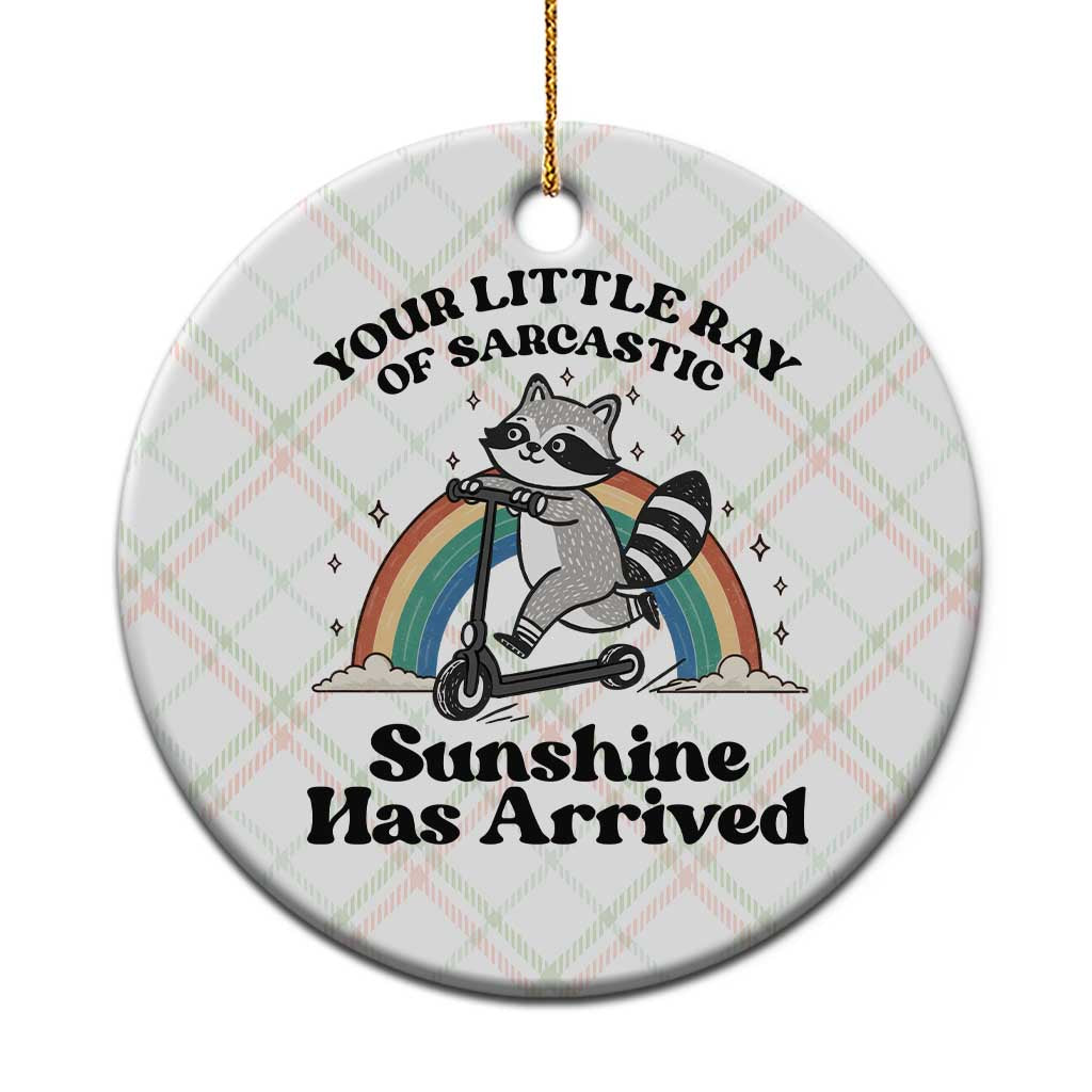 Funny Raccoon Rainbow Ceramic Ornament Your Little Ray Of Sarcastic Sunshine Has Arrived - Wonder Print Shop