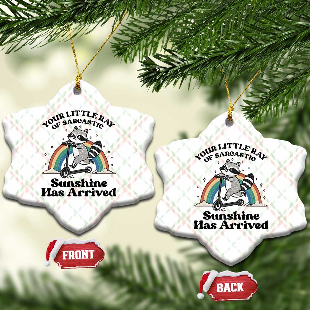 Funny Raccoon Rainbow Ceramic Ornament Your Little Ray Of Sarcastic Sunshine Has Arrived - Wonder Print Shop