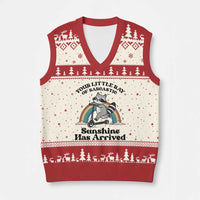 Funny Raccoon Rainbow V-Neck Knit Sweater Vest Your Little Ray Of Sarcastic Sunshine Has Arrived - Wonder Print Shop