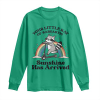 Funny Raccoon Rainbow Long Sleeve Shirt Your Little Ray Of Sarcastic Sunshine Has Arrived - Wonder Print Shop