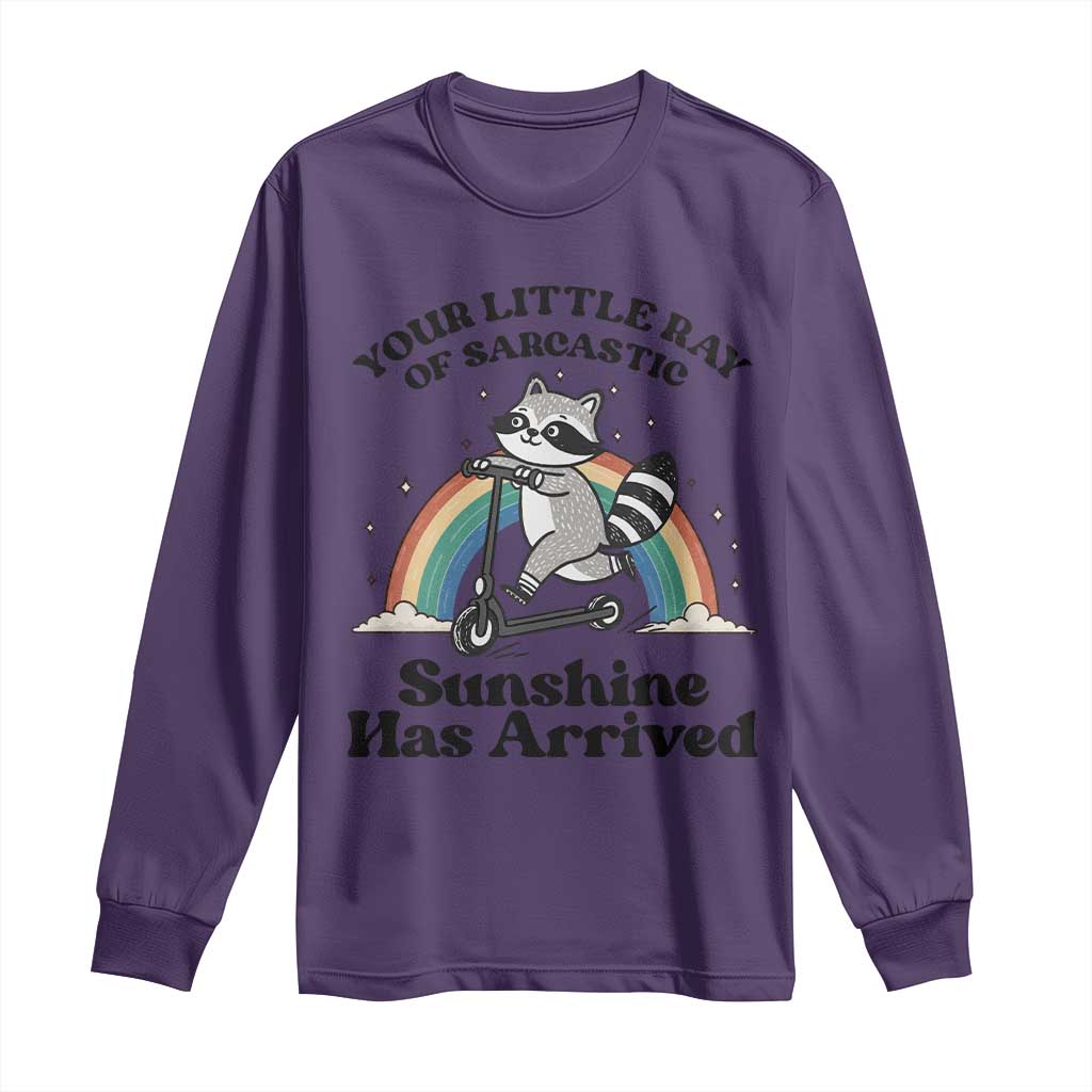 Funny Raccoon Rainbow Long Sleeve Shirt Your Little Ray Of Sarcastic Sunshine Has Arrived - Wonder Print Shop