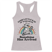 Funny Raccoon Rainbow Racerback Tank Top Your Little Ray Of Sarcastic Sunshine Has Arrived - Wonder Print Shop
