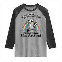 Funny Raccoon Rainbow Raglan Shirt Your Little Ray Of Sarcastic Sunshine Has Arrived - Wonder Print Shop