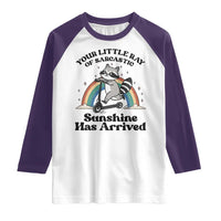 Funny Raccoon Rainbow Raglan Shirt Your Little Ray Of Sarcastic Sunshine Has Arrived - Wonder Print Shop