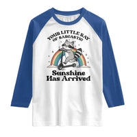 Funny Raccoon Rainbow Raglan Shirt Your Little Ray Of Sarcastic Sunshine Has Arrived - Wonder Print Shop