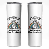 Funny Raccoon Rainbow Skinny Tumbler Your Little Ray Of Sarcastic Sunshine Has Arrived - Wonder Print Shop