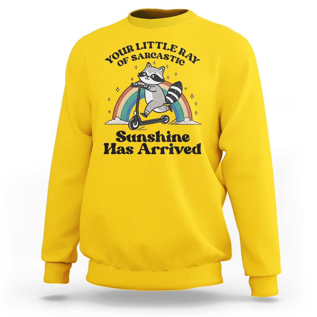 Funny Raccoon Rainbow Sweatshirt Your Little Ray Of Sarcastic Sunshine Has Arrived - Wonder Print Shop