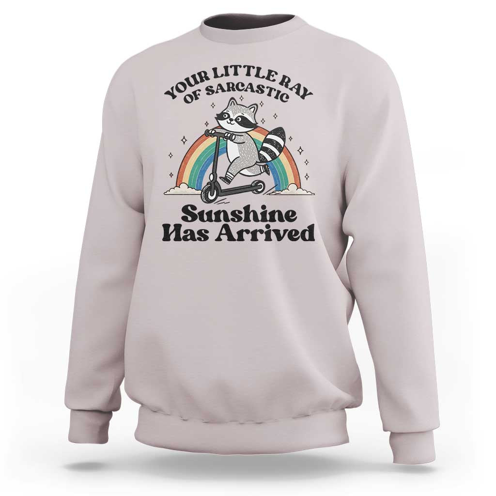Funny Raccoon Rainbow Sweatshirt Your Little Ray Of Sarcastic Sunshine Has Arrived - Wonder Print Shop