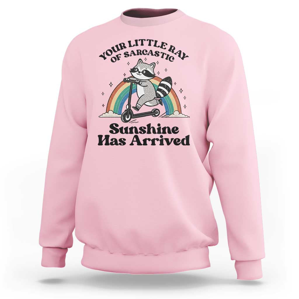 Funny Raccoon Rainbow Sweatshirt Your Little Ray Of Sarcastic Sunshine Has Arrived - Wonder Print Shop