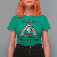 Funny Raccoon Rainbow T Shirt For Women Your Little Ray Of Sarcastic Sunshine Has Arrived - Wonder Print Shop