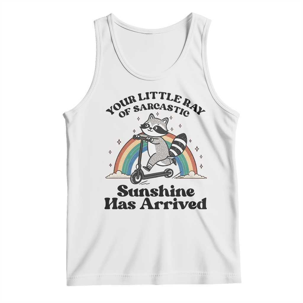 Funny Raccoon Rainbow Tank Top Your Little Ray Of Sarcastic Sunshine Has Arrived - Wonder Print Shop