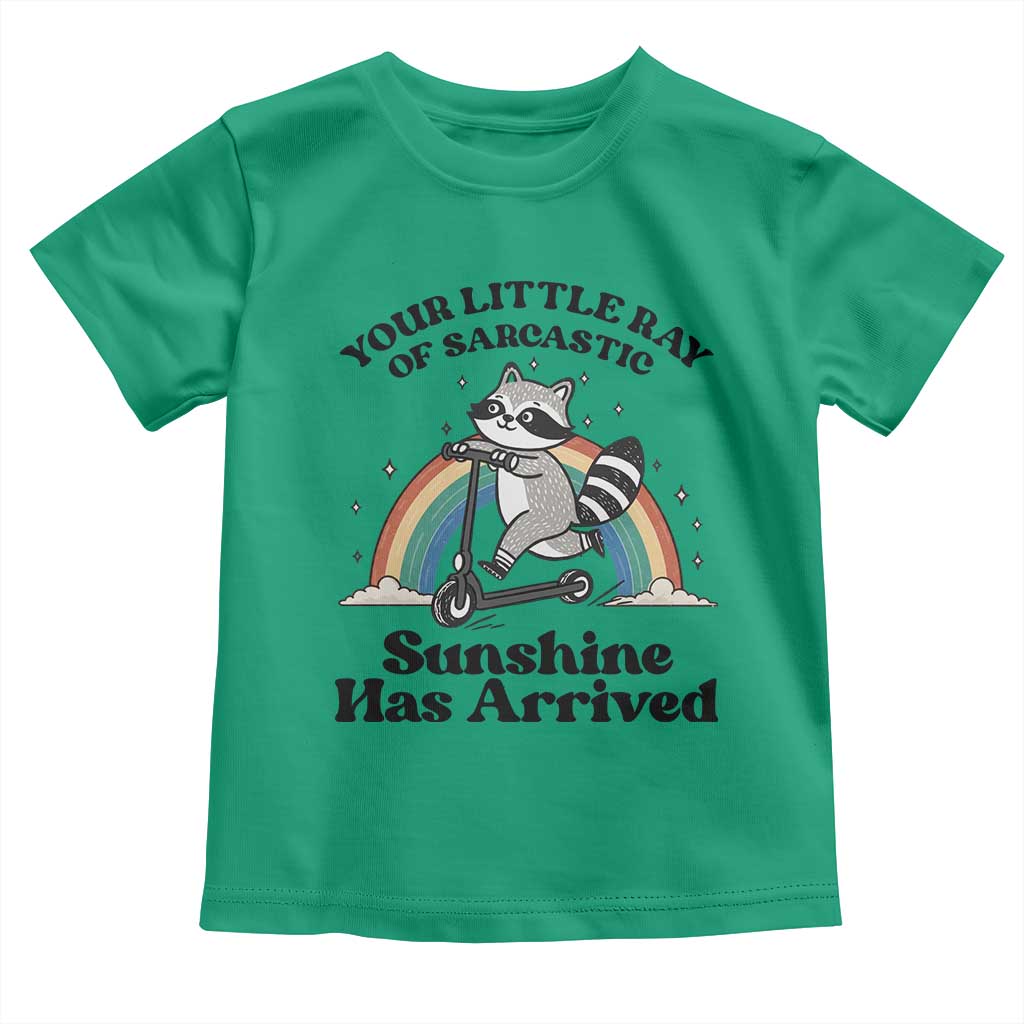 Funny Raccoon Rainbow Toddler T Shirt Your Little Ray Of Sarcastic Sunshine Has Arrived - Wonder Print Shop