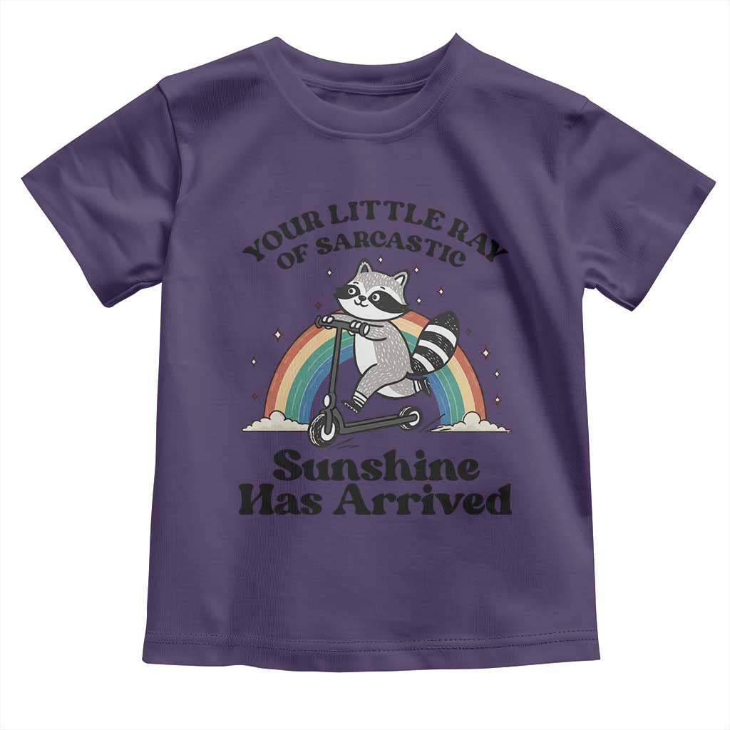 Funny Raccoon Rainbow Toddler T Shirt Your Little Ray Of Sarcastic Sunshine Has Arrived - Wonder Print Shop