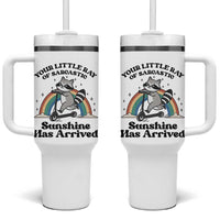Funny Raccoon Rainbow Tumbler With Handle Your Little Ray Of Sarcastic Sunshine Has Arrived - Wonder Print Shop