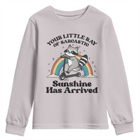 Funny Raccoon Rainbow Youth Sweatshirt Your Little Ray Of Sarcastic Sunshine Has Arrived - Wonder Print Shop