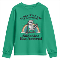Funny Raccoon Rainbow Youth Sweatshirt Your Little Ray Of Sarcastic Sunshine Has Arrived - Wonder Print Shop