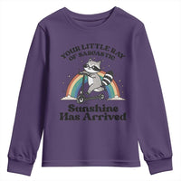 Funny Raccoon Rainbow Youth Sweatshirt Your Little Ray Of Sarcastic Sunshine Has Arrived - Wonder Print Shop