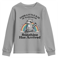 Funny Raccoon Rainbow Youth Sweatshirt Your Little Ray Of Sarcastic Sunshine Has Arrived - Wonder Print Shop