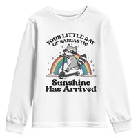Funny Raccoon Rainbow Youth Sweatshirt Your Little Ray Of Sarcastic Sunshine Has Arrived - Wonder Print Shop