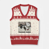 Trashed Panda V-Neck Knit Sweater Vest My Spirit Animal Funny Drunk Raccoon Meme - Wonder Print Shop