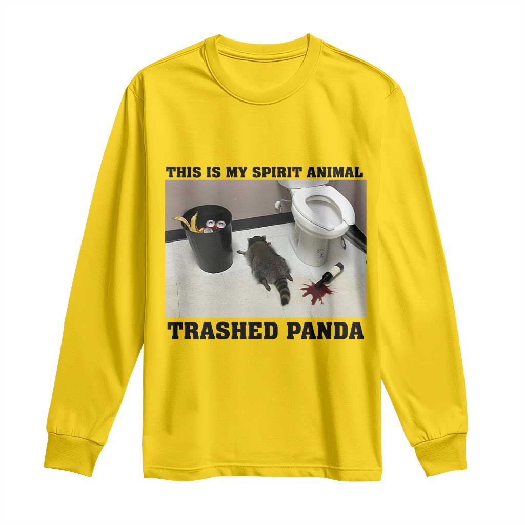 Trashed Panda Long Sleeve Shirt My Spirit Animal Funny Drunk Raccoon Meme - Wonder Print Shop