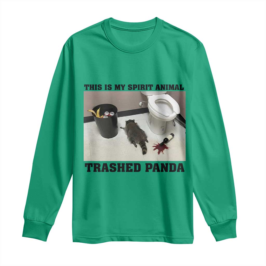 Trashed Panda Long Sleeve Shirt My Spirit Animal Funny Drunk Raccoon Meme - Wonder Print Shop