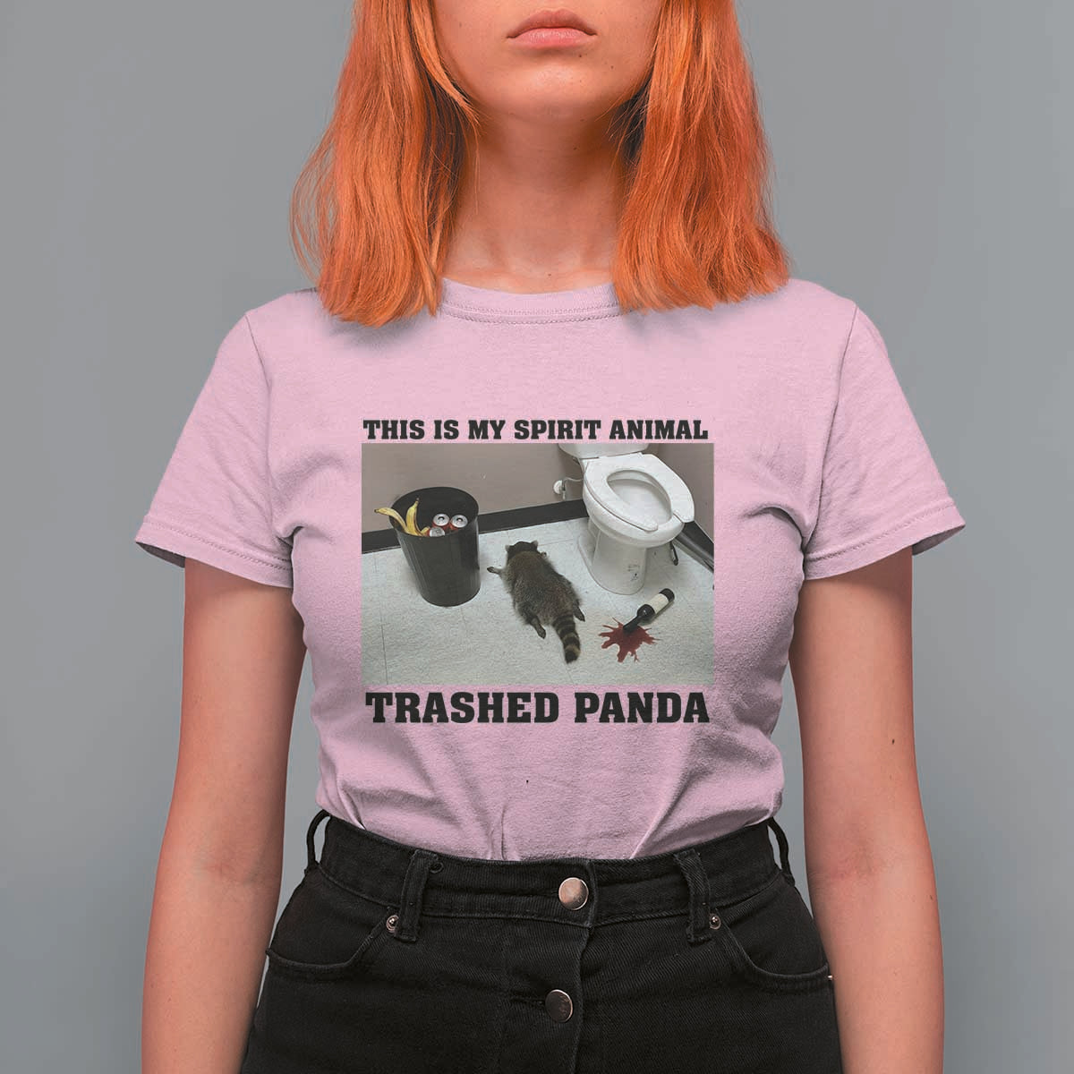 Trashed Panda T Shirt For Women My Spirit Animal Funny Drunk Raccoon Meme - Wonder Print Shop