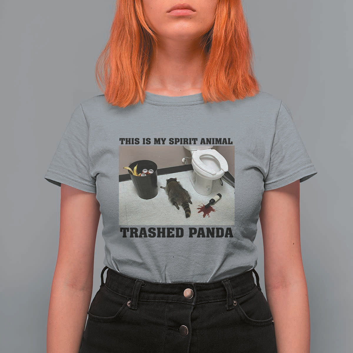 Trashed Panda T Shirt For Women My Spirit Animal Funny Drunk Raccoon Meme - Wonder Print Shop