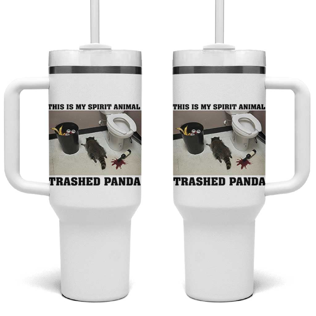 Trashed Panda Tumbler With Handle My Spirit Animal Funny Drunk Raccoon Meme - Wonder Print Shop