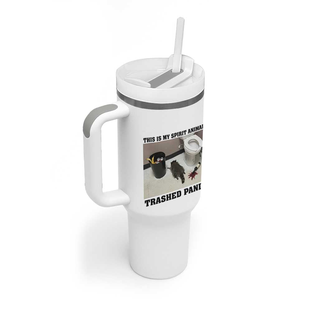 Trashed Panda Tumbler With Handle My Spirit Animal Funny Drunk Raccoon Meme - Wonder Print Shop