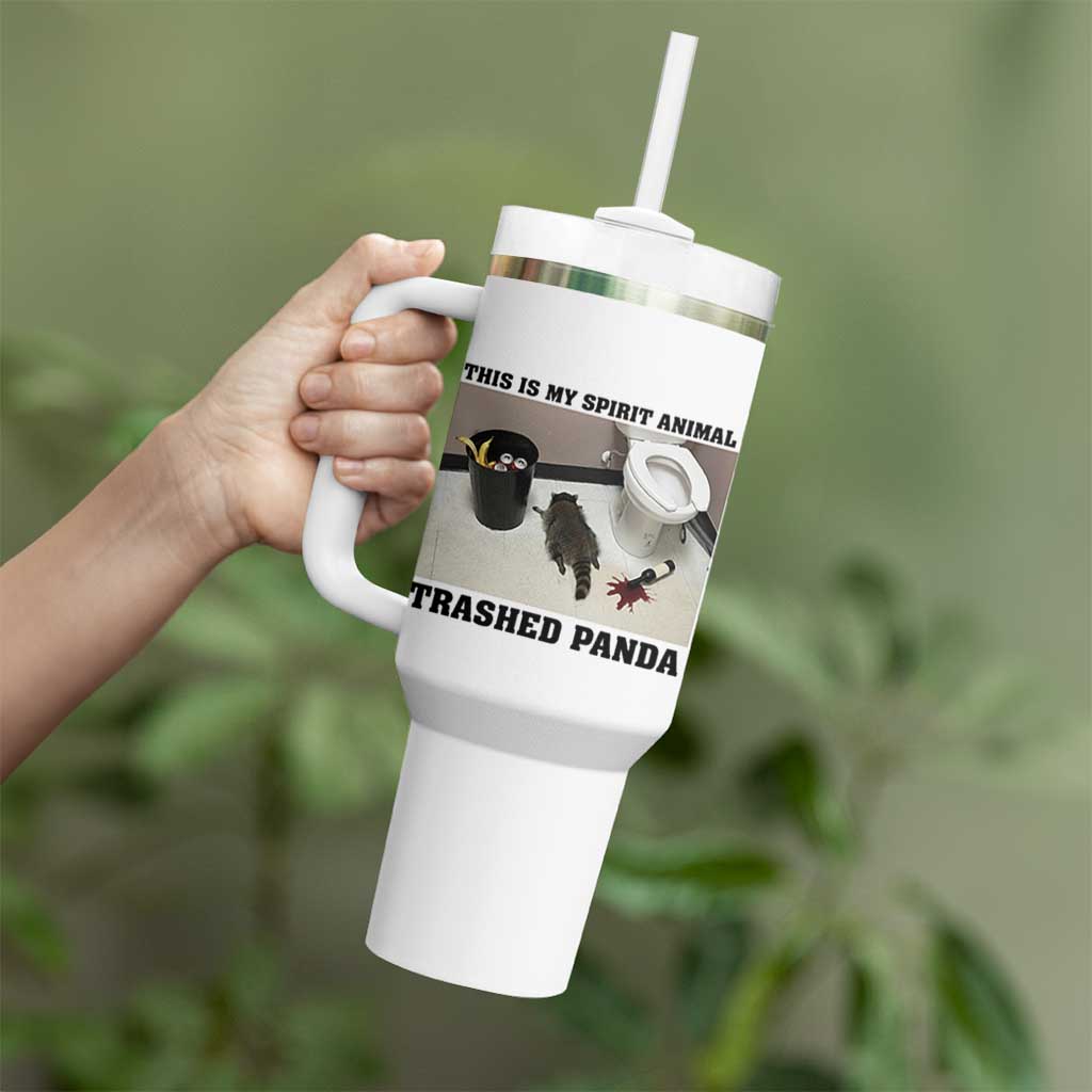 Trashed Panda Tumbler With Handle My Spirit Animal Funny Drunk Raccoon Meme - Wonder Print Shop