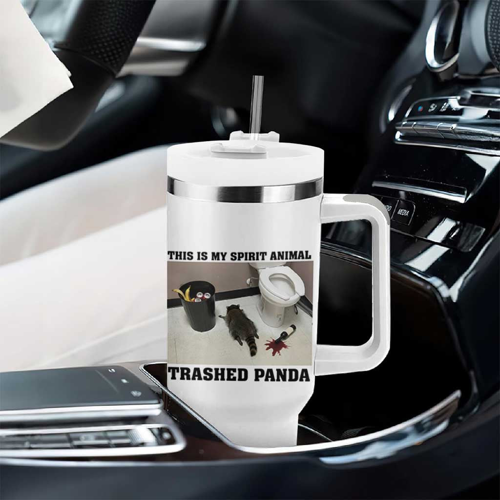 Trashed Panda Tumbler With Handle My Spirit Animal Funny Drunk Raccoon Meme - Wonder Print Shop