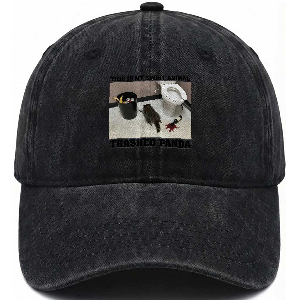 Trashed Panda Washed Cotton Baseball Cap My Spirit Animal Funny Drunk Raccoon Meme TS14