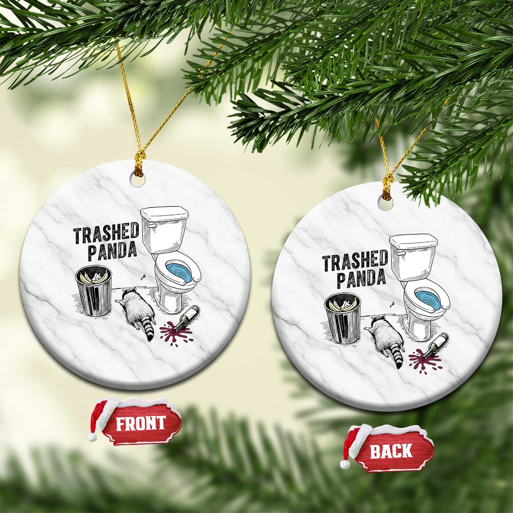 Trashed Panda Ceramic Ornament Funny Drunk Racoon Meme - Wonder Print Shop