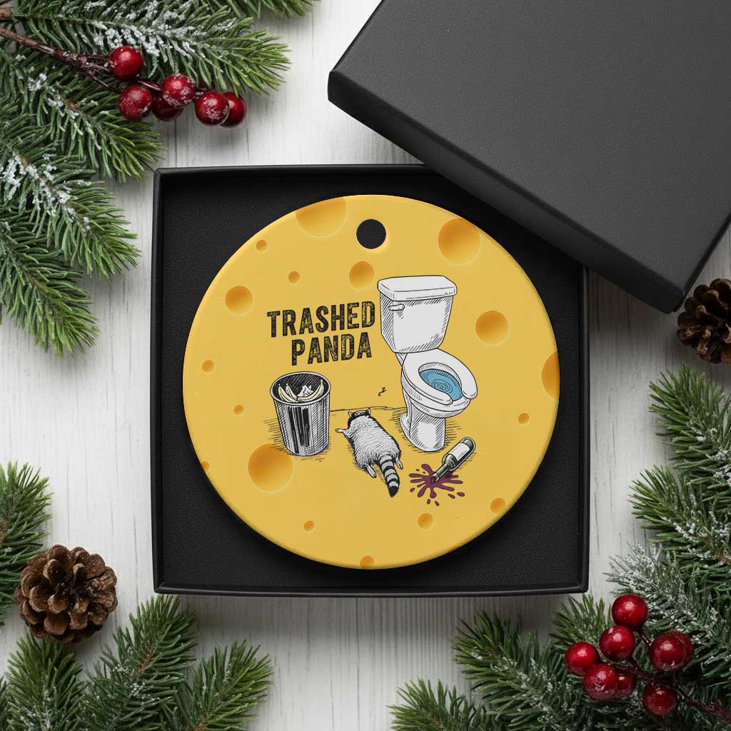 Trashed Panda Ceramic Ornament Funny Drunk Racoon Meme - Wonder Print Shop