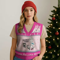 Trashed Panda V-Neck Knit Sweater Vest Funny Drunk Racoon Meme - undefined