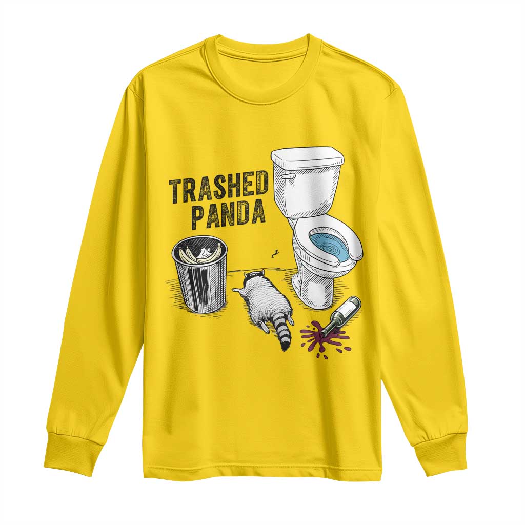 Trashed Panda Long Sleeve Shirt Funny Drunk Racoon Meme - Wonder Print Shop